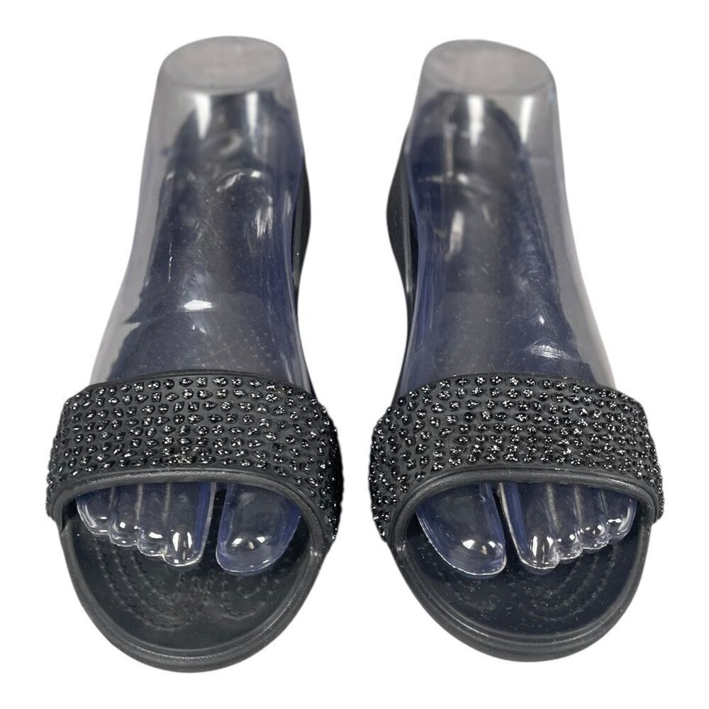 Crocs Lina Women’s Black Embellished D’Orsay Open Toe Flats Size-6 - Picture 3 of 9